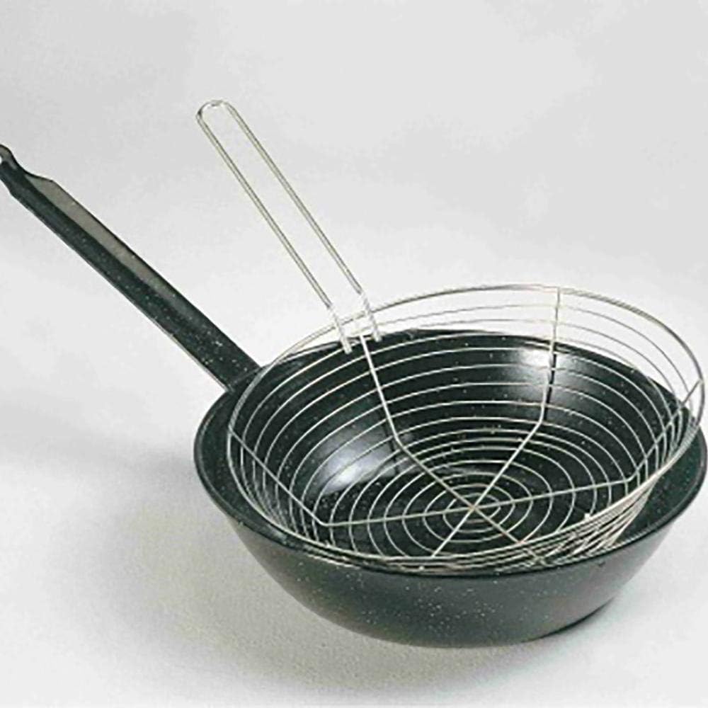 La Ideal 20928 Enamelled Pan with Frying Basket, 28 cm, Steel Black