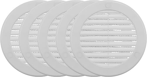 Miniatura 42 de Vent Systems 4 pulgadas (dimensiones de apertura) - Paquete de 5 - Cubierta de ventilación de alero negra - Rejilla de ventilación de aire redonda