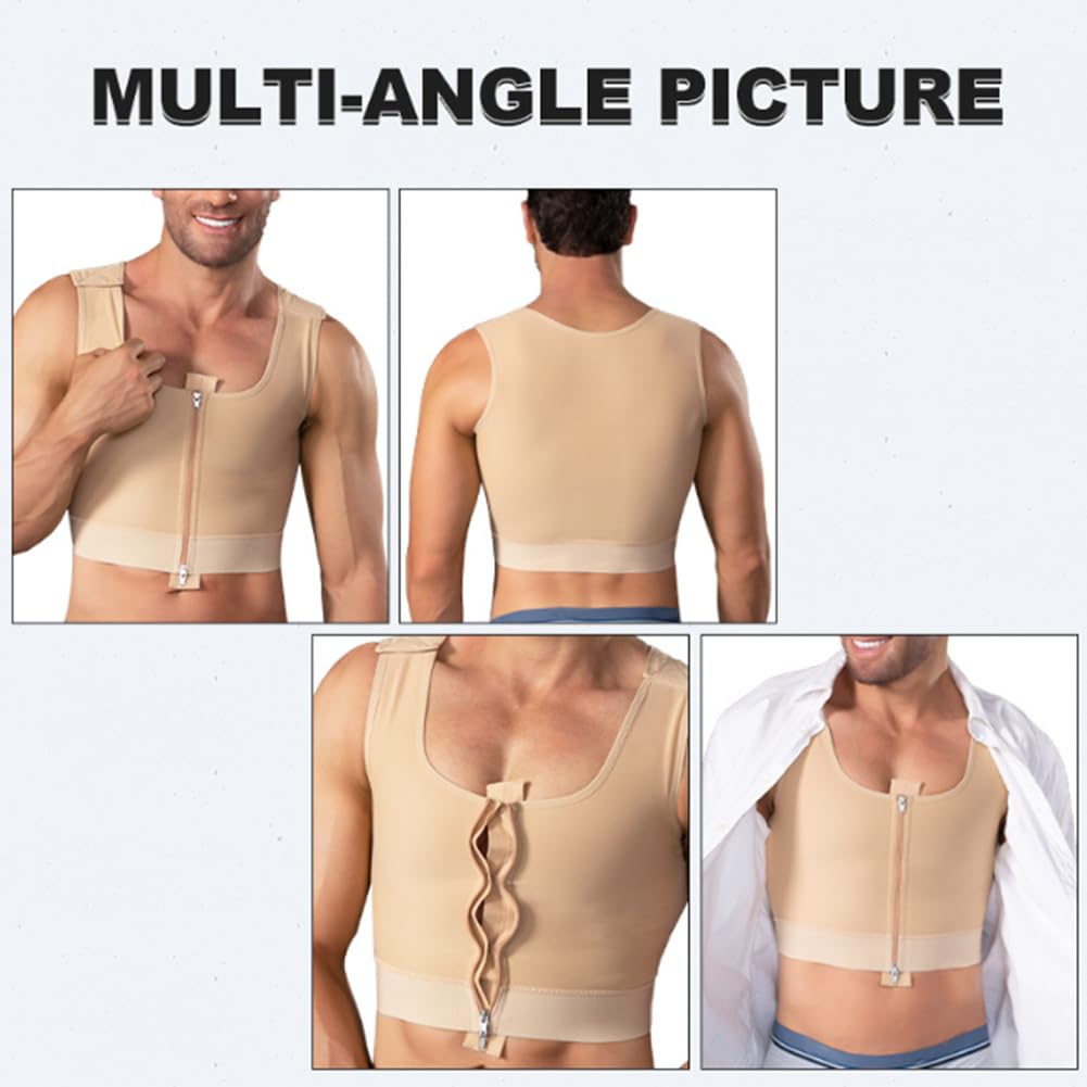Chaleco Moldeador de compresión para el Pecho Adelgazante para ginecomastia para Hombre(Desnudo-X-Pequeño