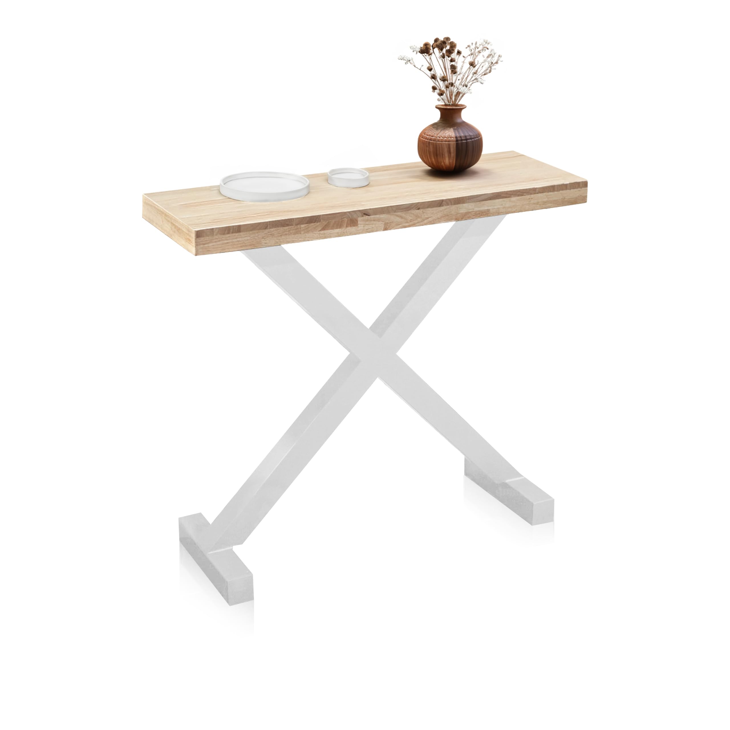 duehome | Xenon, Recibidor, Consola de Entrada, Consola Multiusos, Acabado en Roble y Blanco, Medidas: 90 cm (Largo) x 30 cm (Ancho) x 80 cm (Alto)