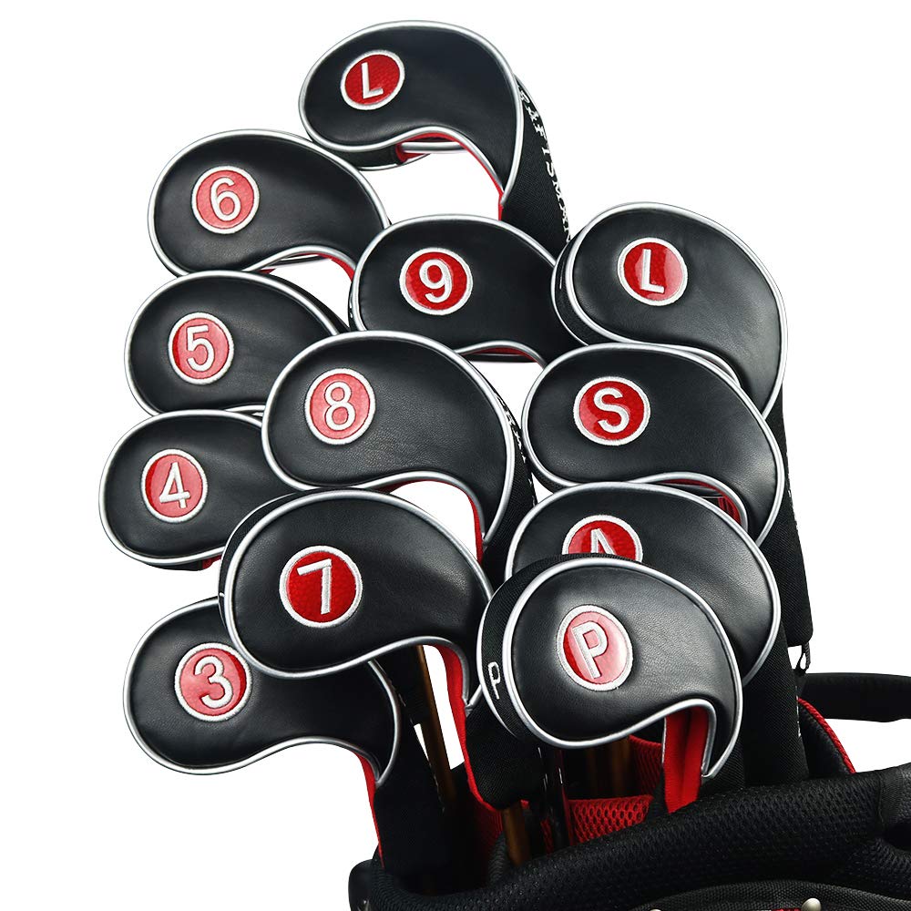 Golfschlägerhauben Für Putter – 12 Stück In Schwarz/Rot, Passend Für Callaway, Ping, Taylormade Etc.