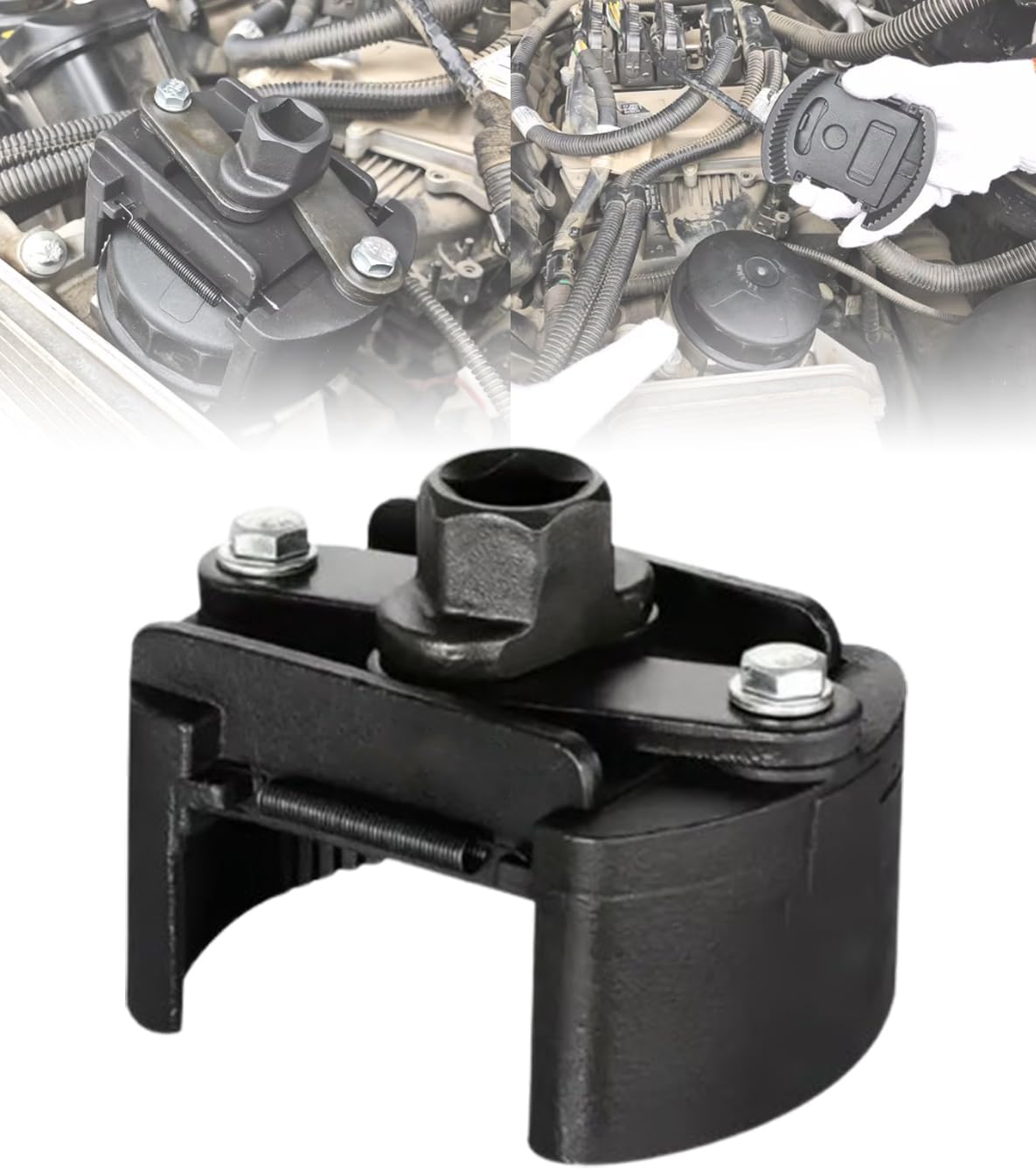 Adjustable Oil Filter Wrench - Universal 60mm-80mm Cap Toolfor Spin-On Filters, Heavy Duty Self-Adjusting Oil Filter Removal Tool, Remove Oil Filters with Ease (80-105 mm)