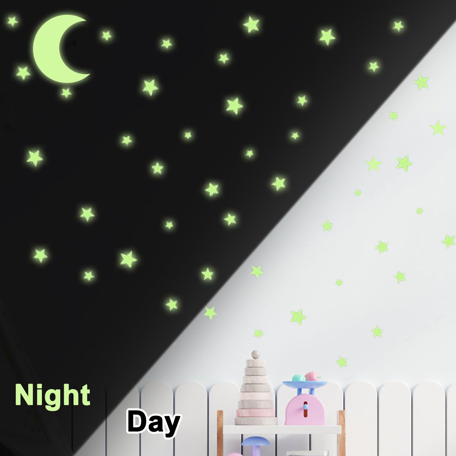 DMNQ 462 Pcs Etoile Fluorescente Chambre Enfant Autocollants Stickers Phosphorescent Etoiles et Lunes pour Bébé Chambres d'Enfants Fille Garcon Plafond Décoration Etoiles Phosphorescentes Plafond