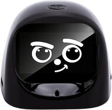 AI Desktop Robot Companion, with 70+ Animated Expressions, Touch Interaction, Magnetic Base, Wireless Speaker for Car Desk Use (Black)
