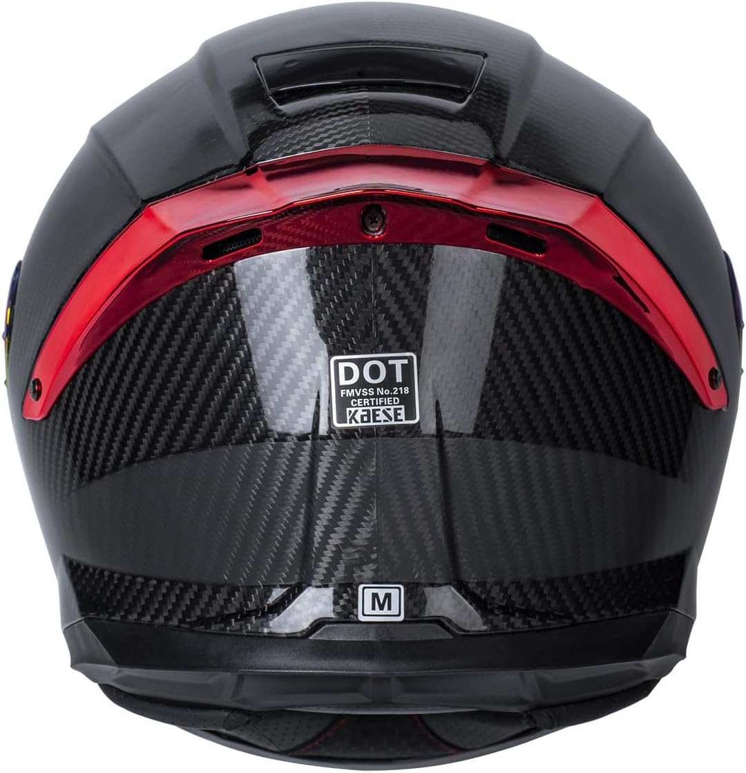 Carbon Fiber Full Face Motorcycle Helmets with Spoiler Sport Touring Street Motorcycle Helmet - Bluetooth Ready Speaker Pockets