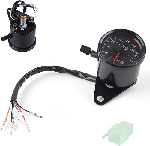 Miniatura 7 de Medidor de velocímetro de doble odómetro para motocicleta, 1 unidad, cuentakilómetro, velocímetro, señal digital dual KM H (negro)