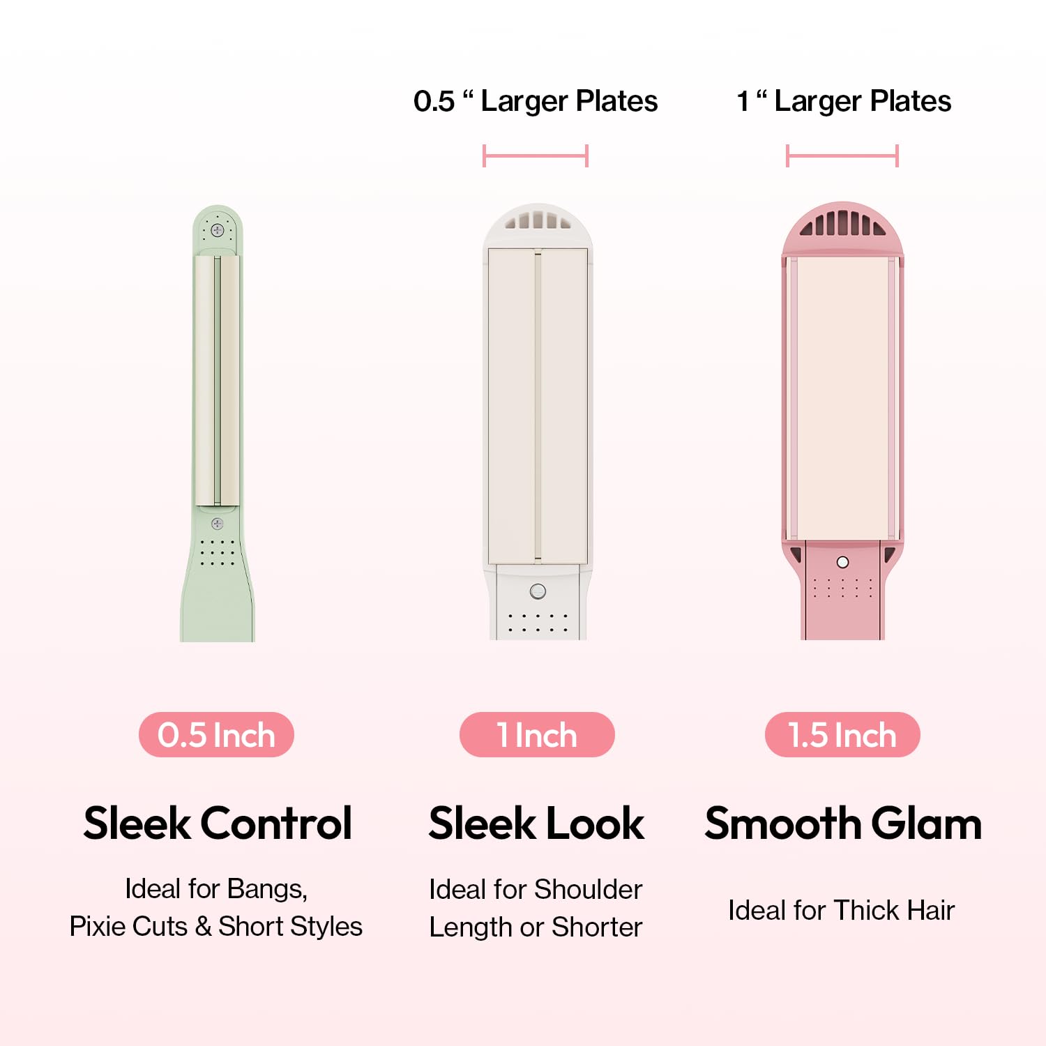 VODANA Professional Softbar Flat Iron - Ceramic Straightener with Patented Silicone Bar, Smooth & Quick Styling, Healthy Hair Solution, Dual Voltage for Worldwide Use (1 inch, Pink Vanilla)