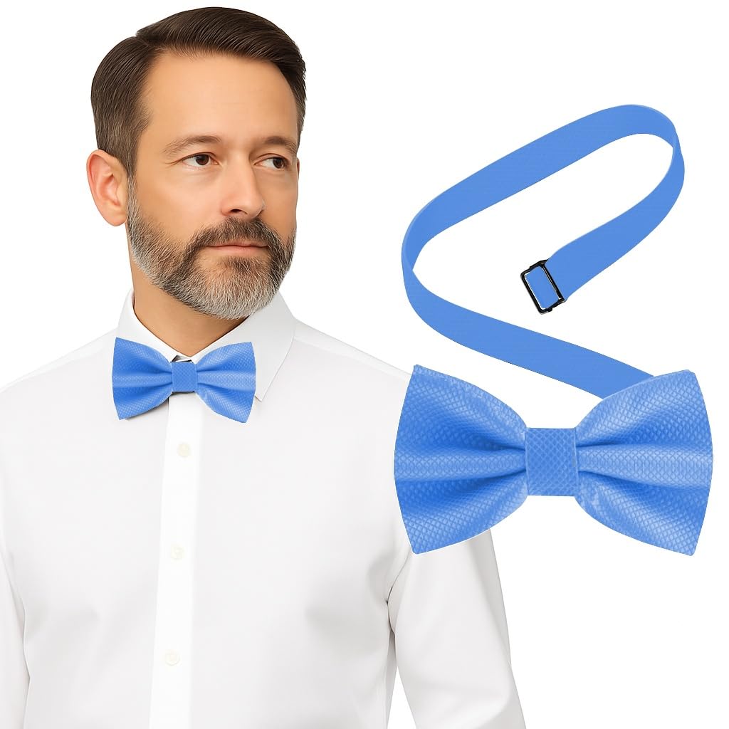 Bow Tie for Men Polyester Solid Pretied Bowties Adjustable Tuxedos Bowtie for Weddings & Groom’s Gift – Bow Ties for Women, Baby Blue, Pack of 1