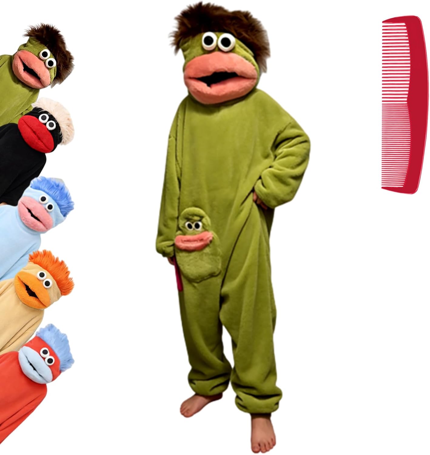 Monster Onesie, Big Mouth Monster Onesie, Green Plush Monster Onesie Pajamas, Soft Plush Loungewear