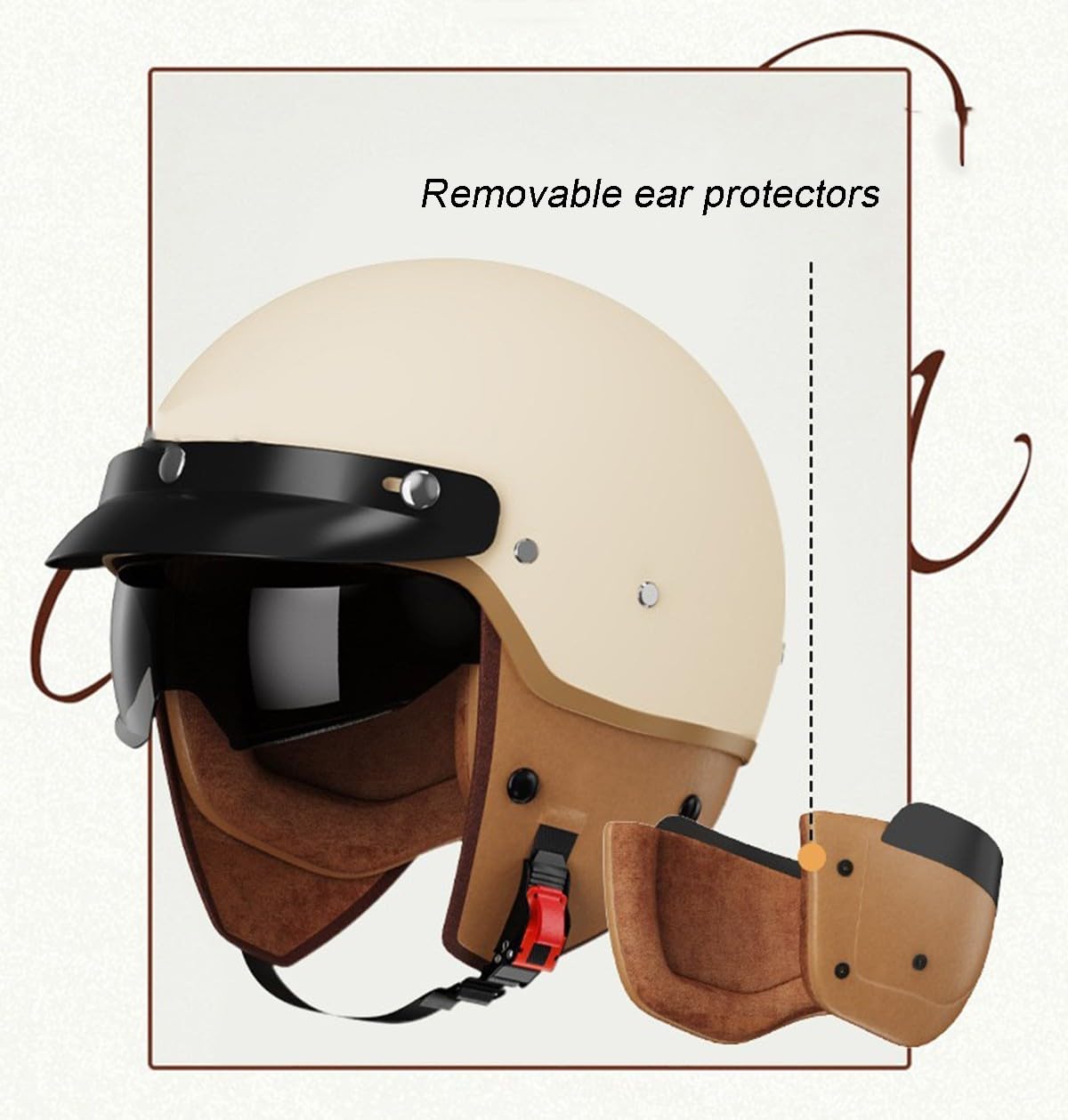 Bluetooth Casco Moto Retrò Caschi Cromwell Jet E Demi - Omologati ECE/DOT Retrò Casco Anticollisione Di Sicurezza Jet Casco Moto A Mezzo Casco Per Scooter Chopper Cruiser