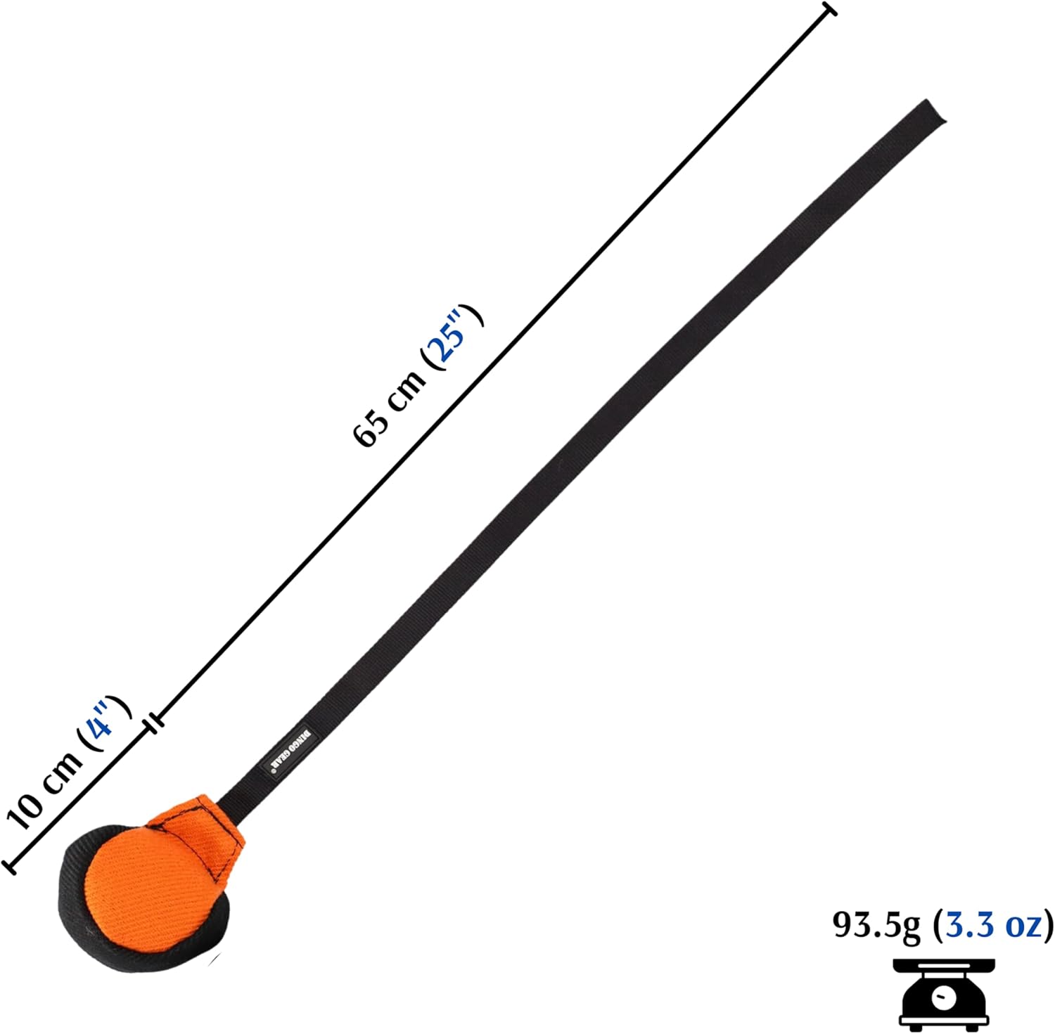 Dingo Gear French Linen Ball for Dog Training, as Reward for Fetch tug of war, with Long Handle, Handmade, Orange-Black S02814