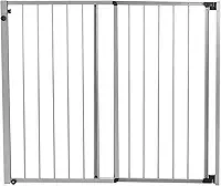 GRADE PORTÃO DE SEGURANÇA PARA CRIANÇAS E PETS DE ABRIR E CORRER COM ALTURA DE 85 CM E LARGURA REGULÁVEL DE 85 A 150CM EM ALUMÍNIO - CINZA - COMPRE REALL