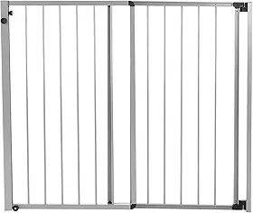 GRADE PORTÃO DE SEGURANÇA PARA CRIANÇAS E PETS DE ABRIR E CORRER COM ALTURA DE 85 CM E LARGURA REGULÁVEL DE 85 A 150CM EM ALUMÍNIO - CINZA - COMPRE REALL