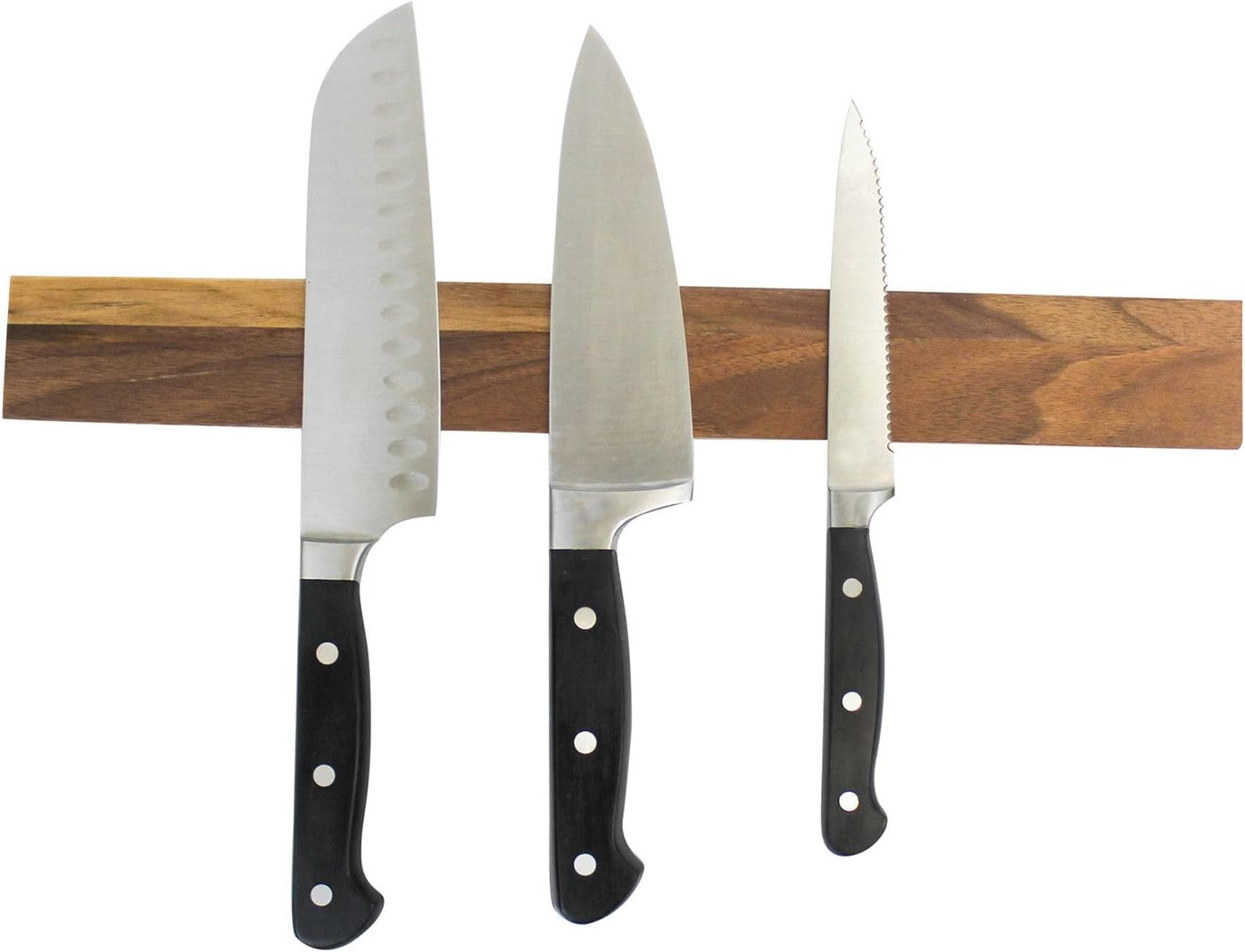 Walnut Wood Magnetic Knife Holder | 16 Inch Wooden Knife Bar | Wall Mounted Magnetic Knife Strip