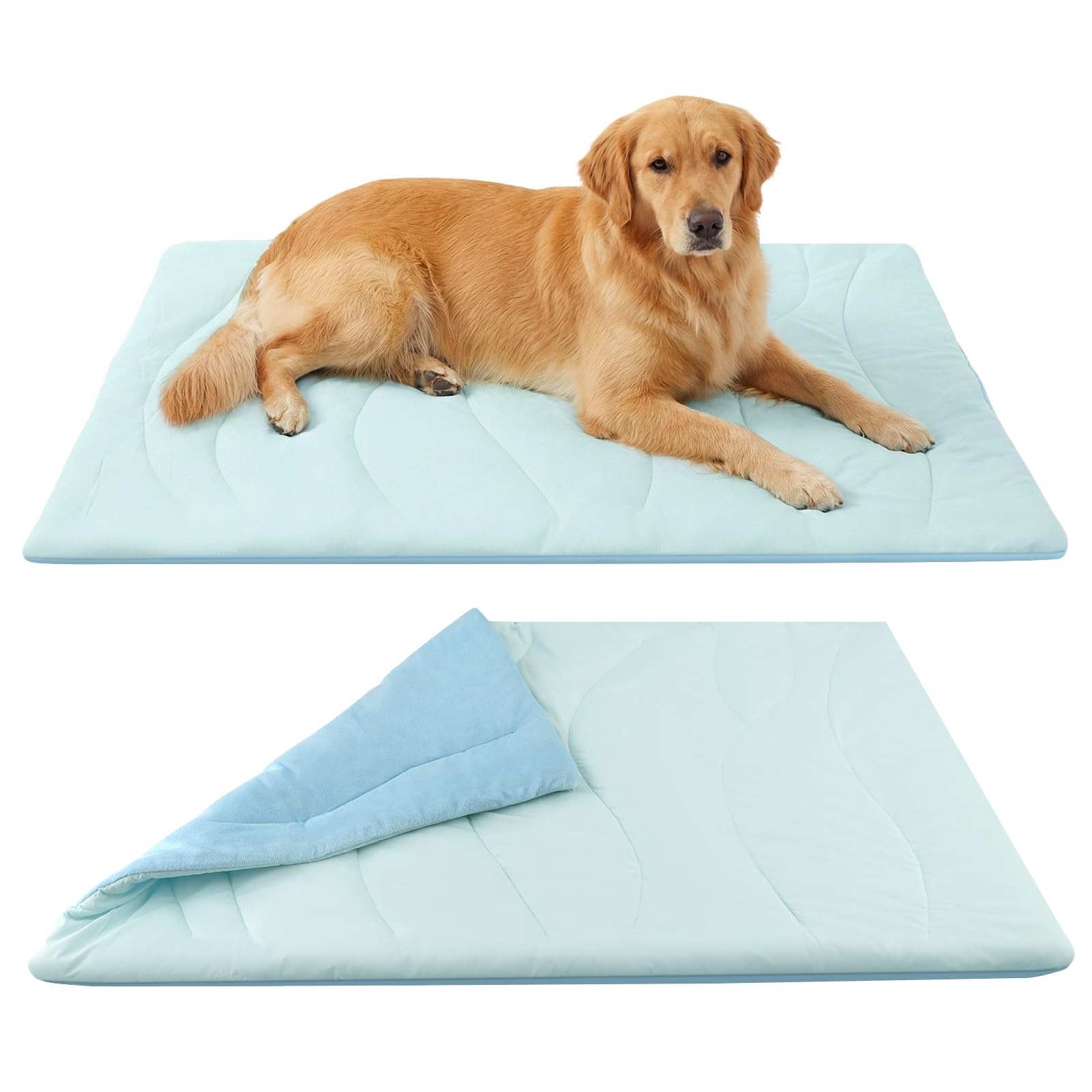 Tapis rafraîchissant pour chiens et chats – Tapis auto-rafraîchissant de 2,2 cm d'épaisseur (taille L 122 x 71 cm) – Lavable en machine, pas d'électricité nécessaire