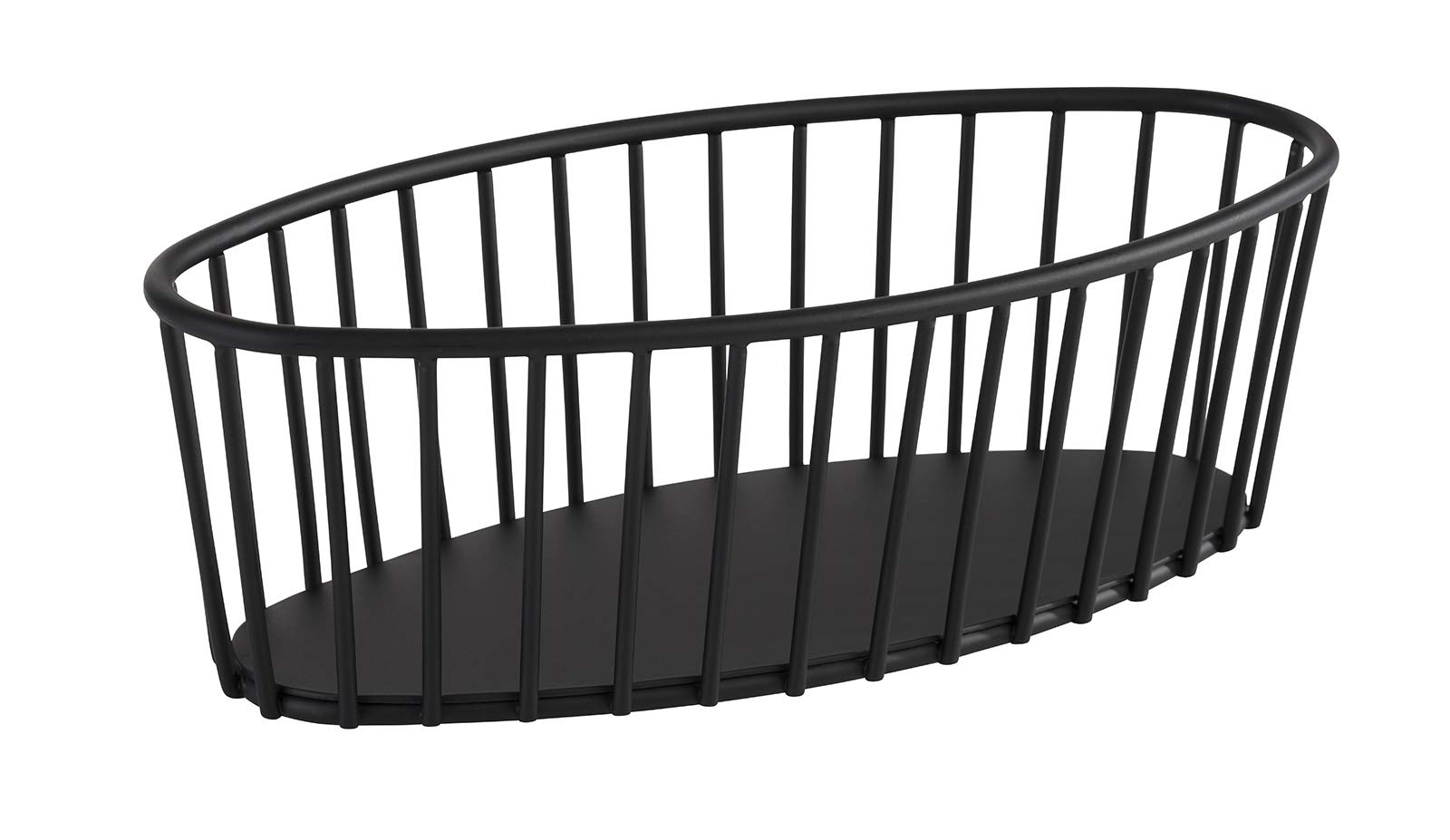 APS „Urban“ runder Metallgitter Korb, stabiler Gitterkorb, (L x B x H) 21 x 10 x 6.5 cm, Brotkorb, Obstkorb, Gemüsekorb, stapelbar, spülmaschinengeeignet, Schwarz