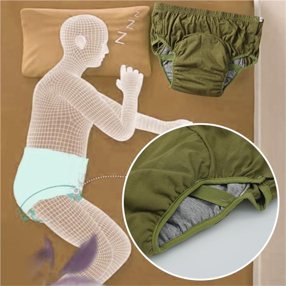 Confezione Da 2 Slip In Cotone Anti-urina Intimo Per Adulti L'incontinenza | Mutandine Post-operatorie Slip Impermeabili Pannolini Lavabili In Tessuto Per Anziani Allettati(Gray+Green,3XL)