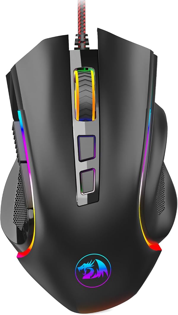 Redragon M602 Mouse Gamer, Mouse Gamer RGB Ergonómico con Cable con 7200 DPI Ajustable, 9 Botones Programables, Software Profesional para Gamer Oficina [Negro]