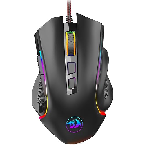 Redragon M602 Gaming Mouse, Ergonomic RGB Gaming Mouse Wired with 7200 Adjustable DPI, 9 Programmable Buttons, Professional Software for Gamer Office [Black]