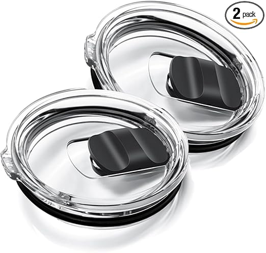 2Pcs 20oz Yeti Tumbler Lids, Magnetic Slider Replacement Lid for 20oz Yeti Rambler/16oz Pints/10/24oz Mug/10oz Lowball, Spill Proof Coffee Cup Cover Lids with Magnetic Slider Switch, BPA Free