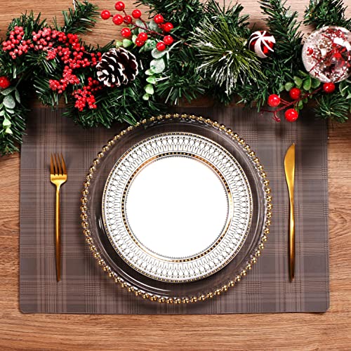 Set Of 6 Christmas Wipeable Placemats Leather Table Mats Bright Buffalo Plaid Place Mats Waterproof Heat-Resistant Easy To Clean For Dining Table Set Kitchen Table #TOP3