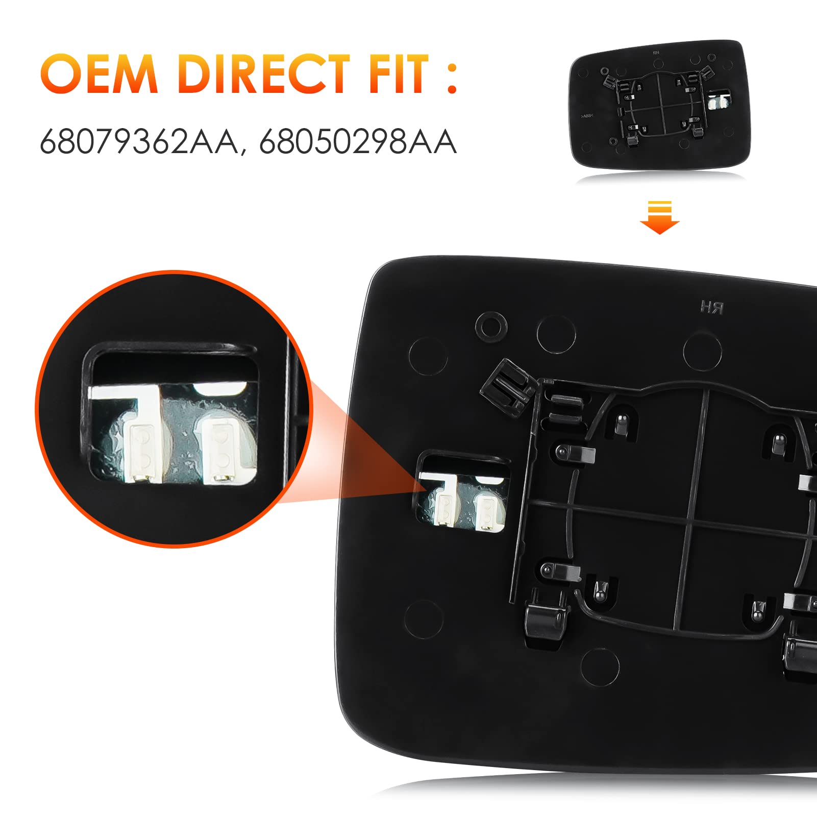 Left Driver Side Power Heated Mirror Glass For Dodge Ram 1500 2500 (2010-2019)