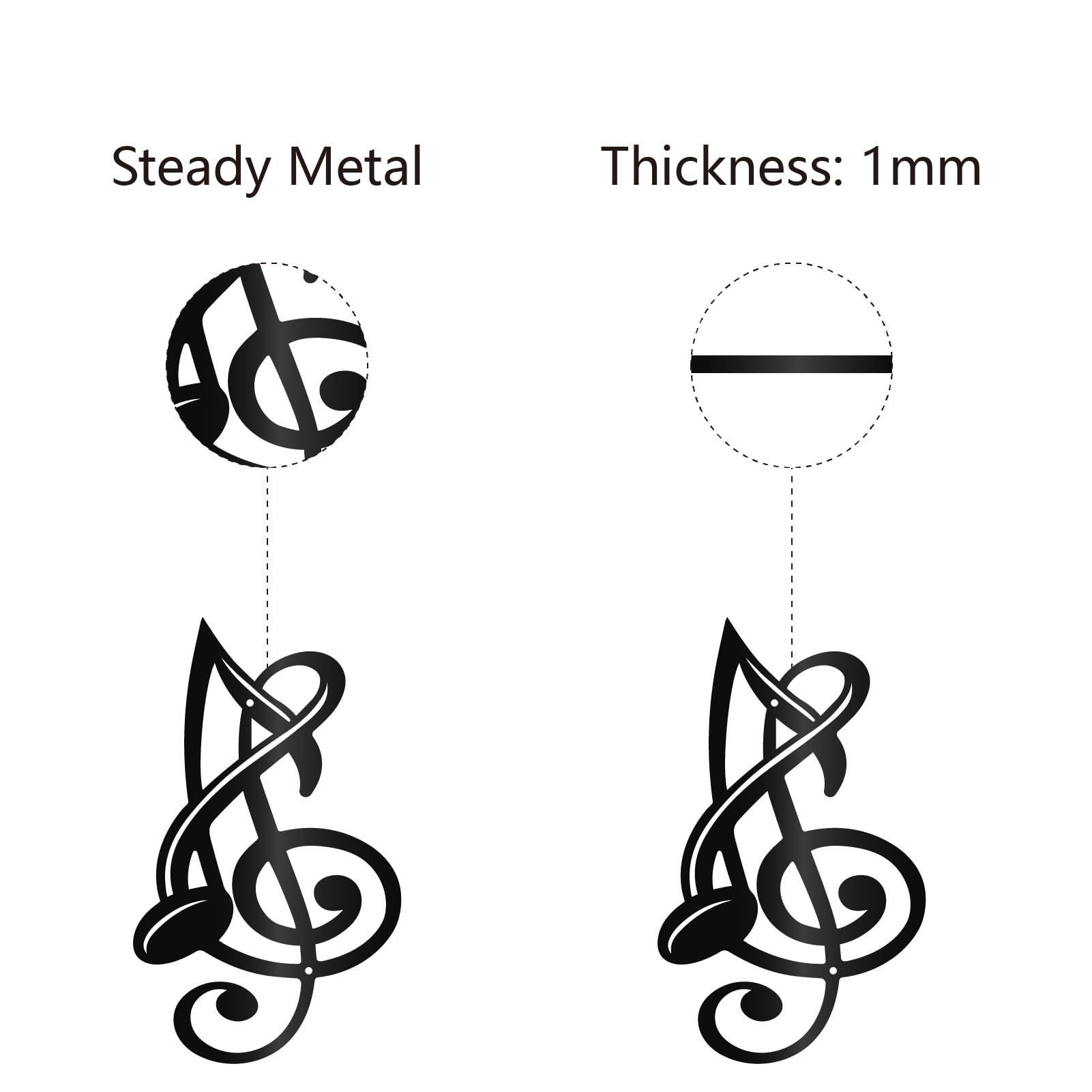 CREATCABIN Metal Wall Art – Heart Music Note Sculpture, Black Iron Decor For Bedroom, 12x9 Inches 4 thumbnail image