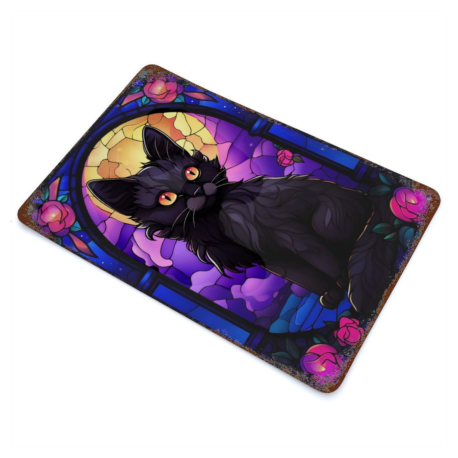 Cute Kitten Abstract Rust Effect Tin Sign 11.8"x7.9", Old School Wall Decor for Living Room, Hallway And Home Decor