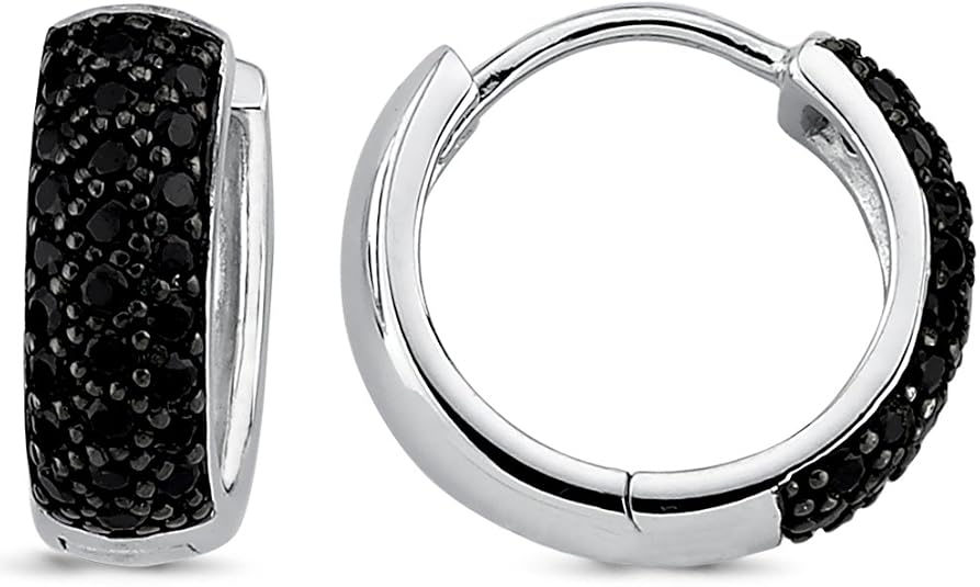 Boucles D'Oreilles Huggie En Argent Sterling 925 Avec Zirconium Cubique - Neuf Avec Étiquettes