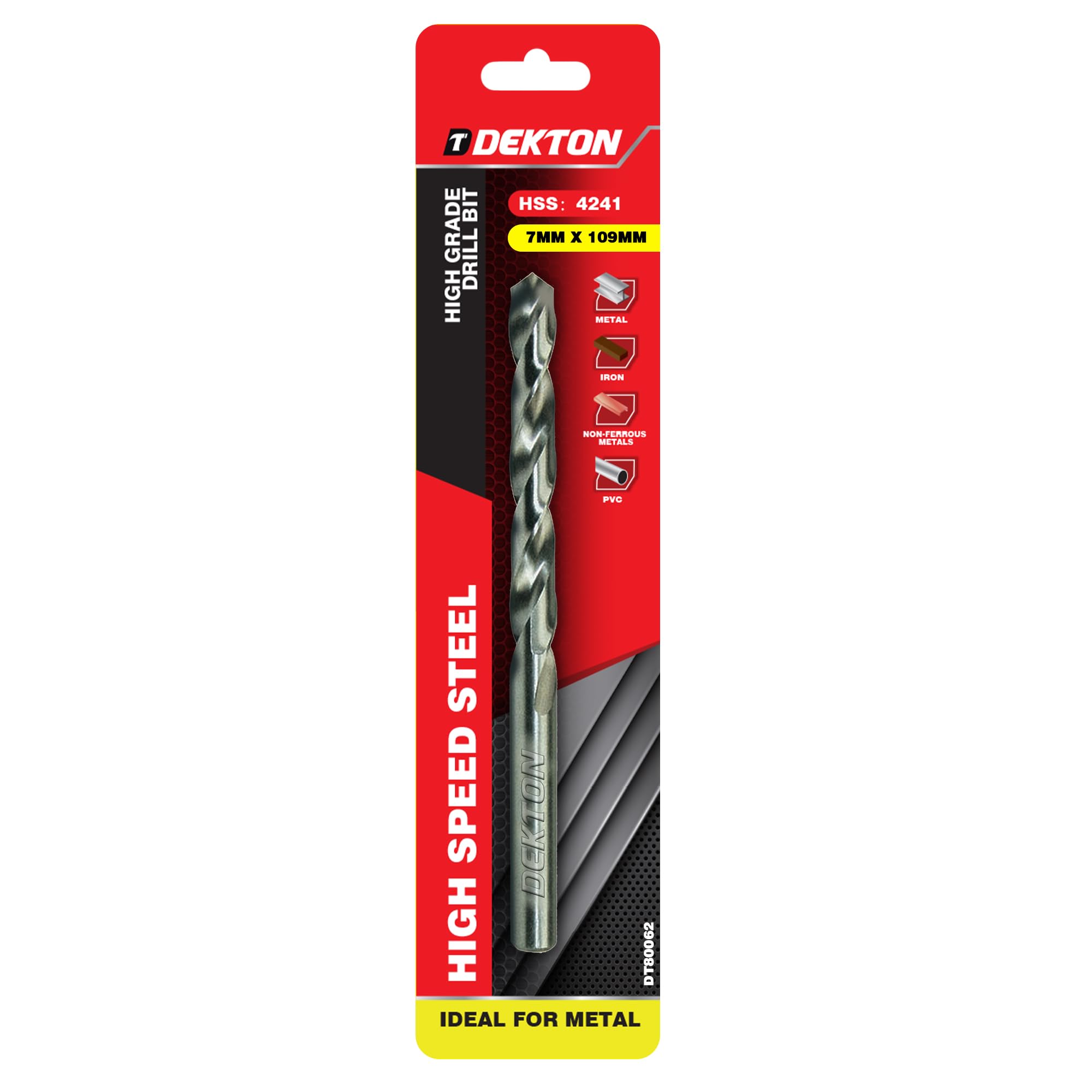 Dekton HSS-R Edge Ground Drill Bit 7mm x 109mm | 118-Degree Angle Point | High-Speed Steel | Ideal for Metal Drilling | Versatile for Wood & Plastic | Precision Engineered for Superior Performance