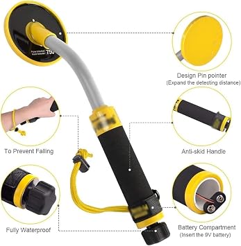 Handheld Metal Detector, 100Feet Underwater Fully Waterproof Pin Pointer, Handheld Pulse Induction Targeting with Vibration LED for Gold Silver Copper
