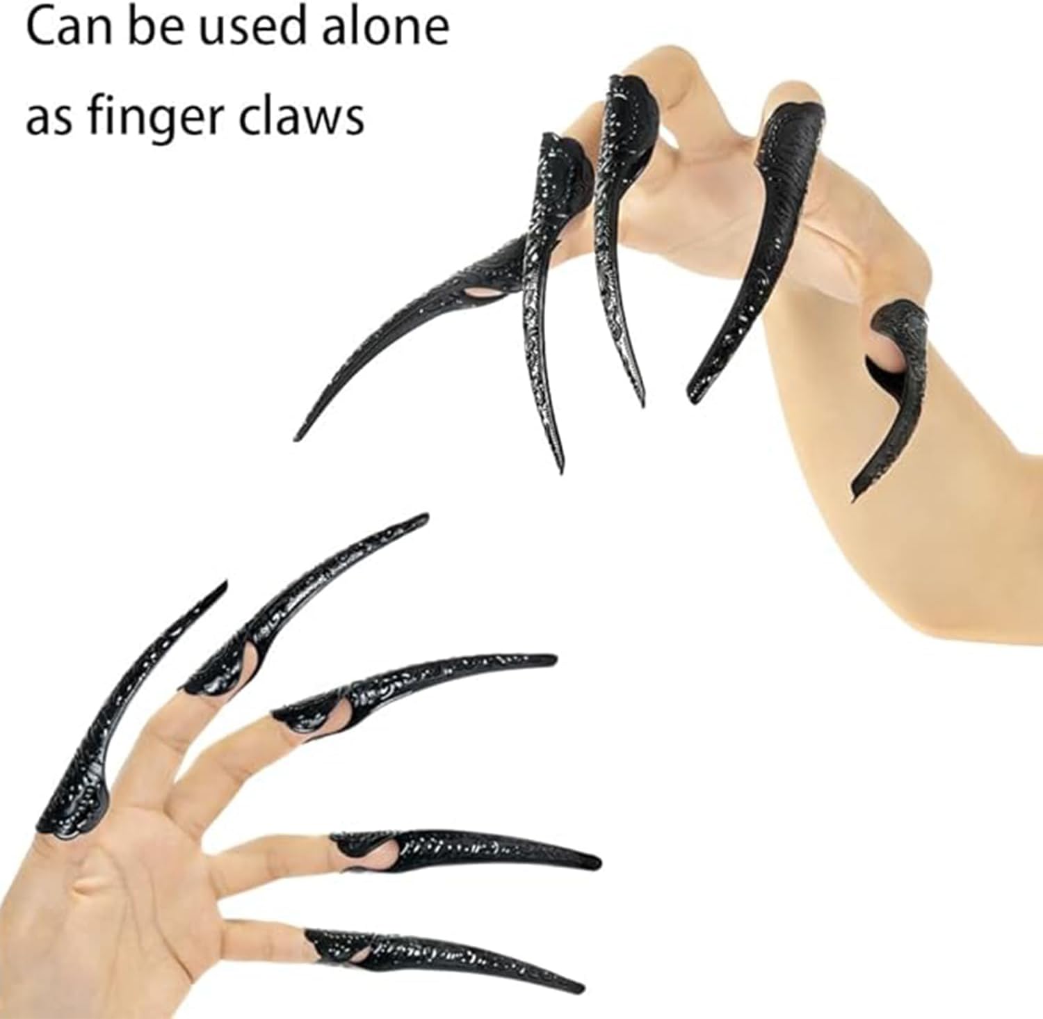 Maricrosea Black Long Cosplay Gloves 22 inches, Halloween Long Claw Gloves Metal Finger Claws Cat Wolf Scary Vampire Costume Gothic Opera Party - Image 5