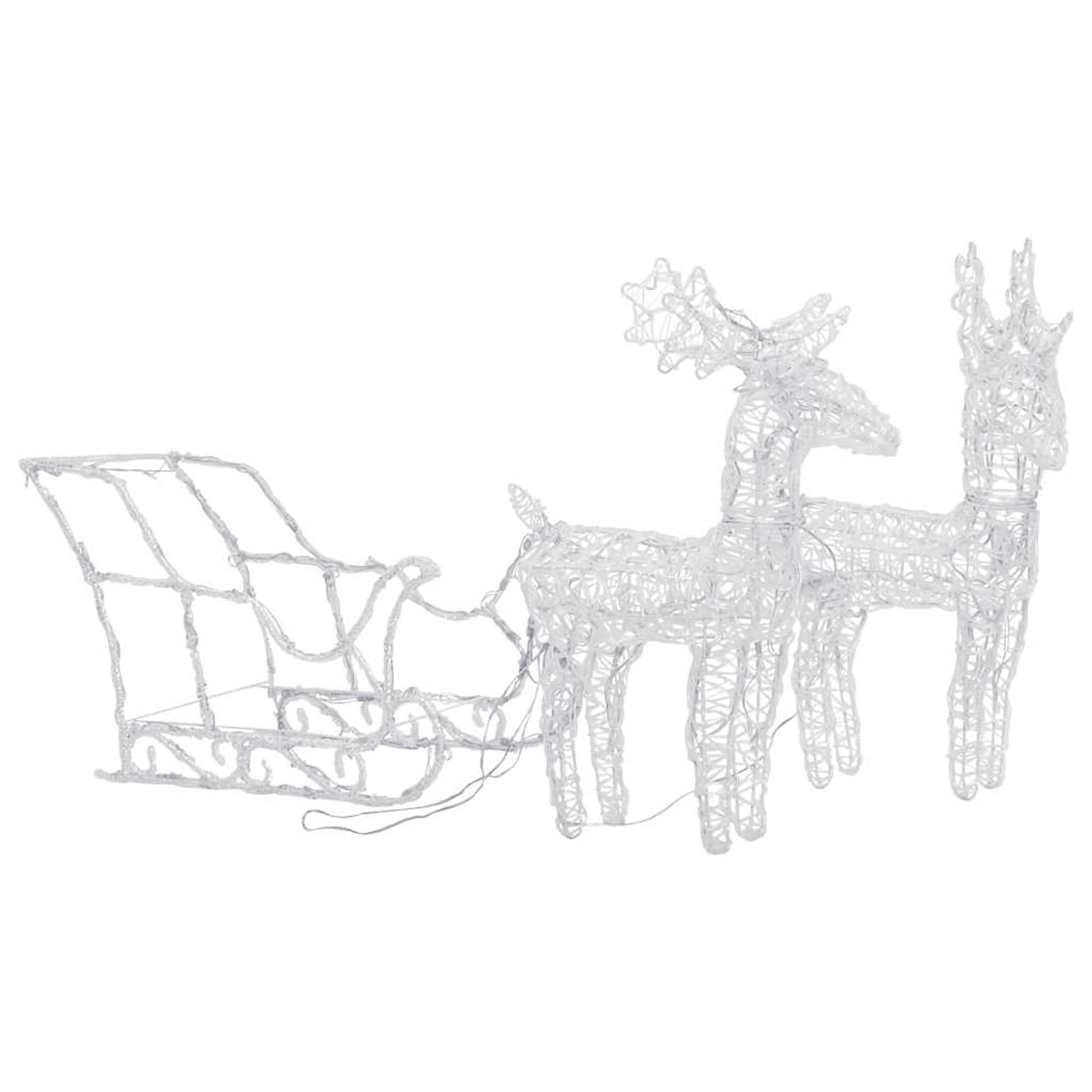 Gecheer Rentiere & Schlitten Weihnachtsdekoration 160 LEDs 130 cm Acryl, Weihnachtsdekoration für Weihnachtsmarkt Festliche Eventdekoration Garten Rasen Terrasse Vorgarten Fassade328522