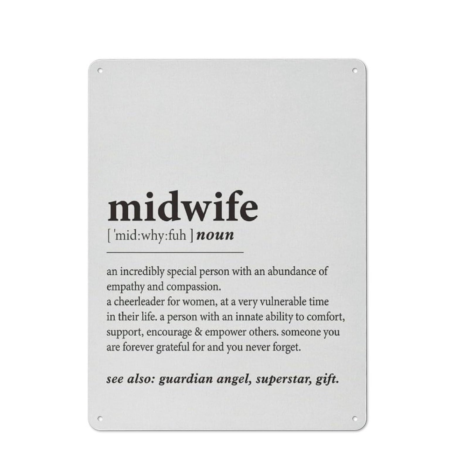 ACDOET Rustic Metal Tin Sign Midwife Definition Print Wall Art Office Decor Modern Midwife Painting Poster Artwork Midwife Gift 12x16 Inch
