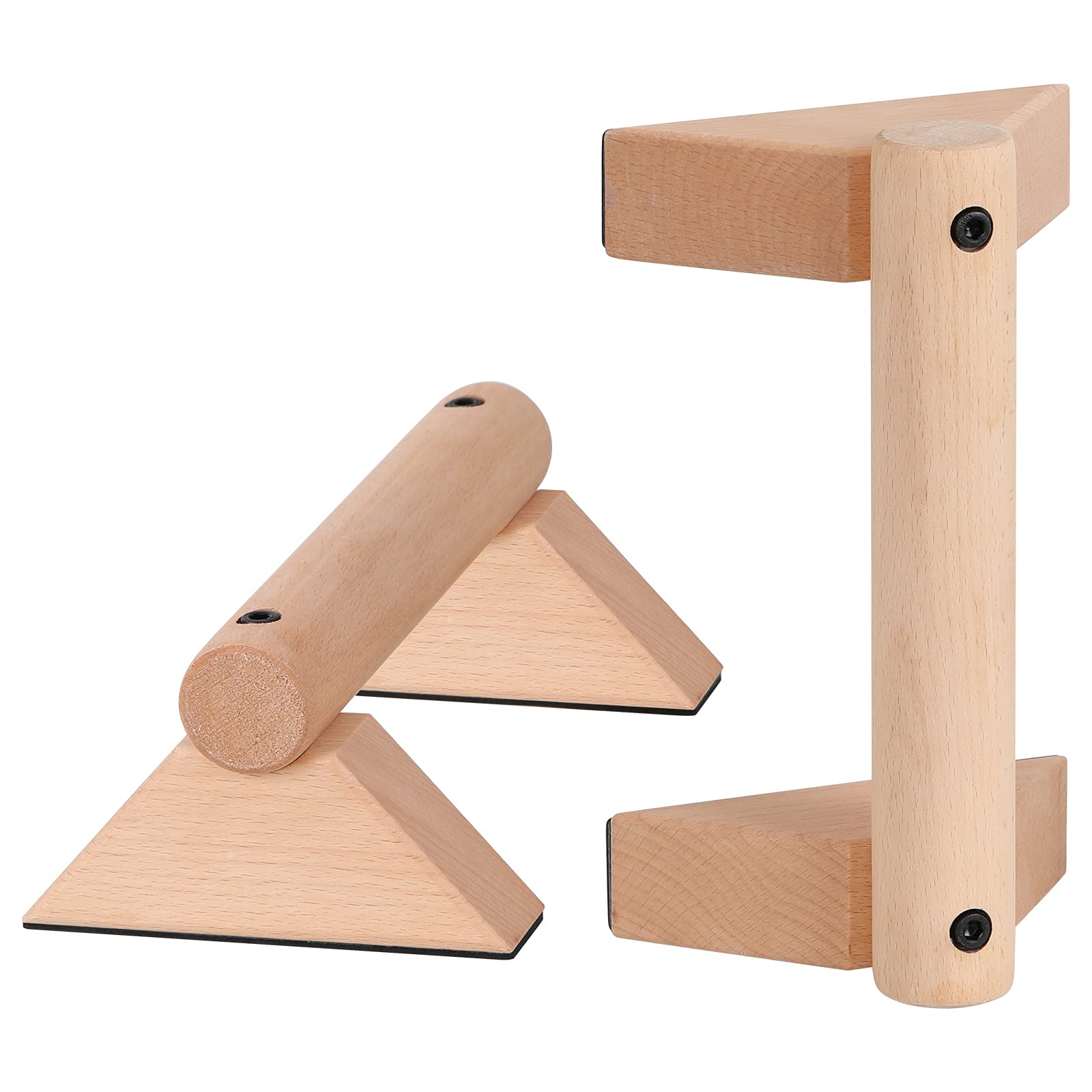 CekPo Push up Bars, Wooden Pushup Stands Handles, Non-Slip Base for Exercise Home Workout Equipment, 2PCS Wood Parallettes Bars Grip for Men Women Strength Training, Planks Calisthenics Fitness