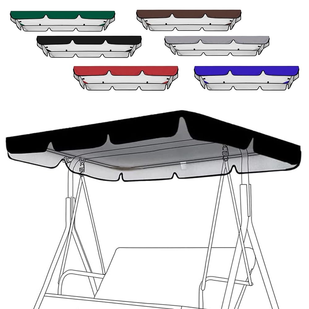 OPOLDBDMAC Replacement Porch Swing Top Cover 2/3 Seater Hammock Cover Top, 600D Coated Oxford Fabric Replacement Cover For Garden Swing Chair/Furniture(Black,78x57in-200x145cm)