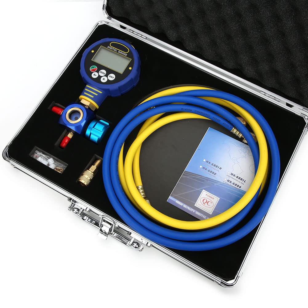 Marhynchus Medidor de Refrigeración Digital con Indicador de Refrigerante con Interfaz NPT de 1 8 Pulgadas de 0 a 6 Kpa y Pantalla de Unidad Múltiple de Vacío de 101 a 0 Kpa para Técnicos de