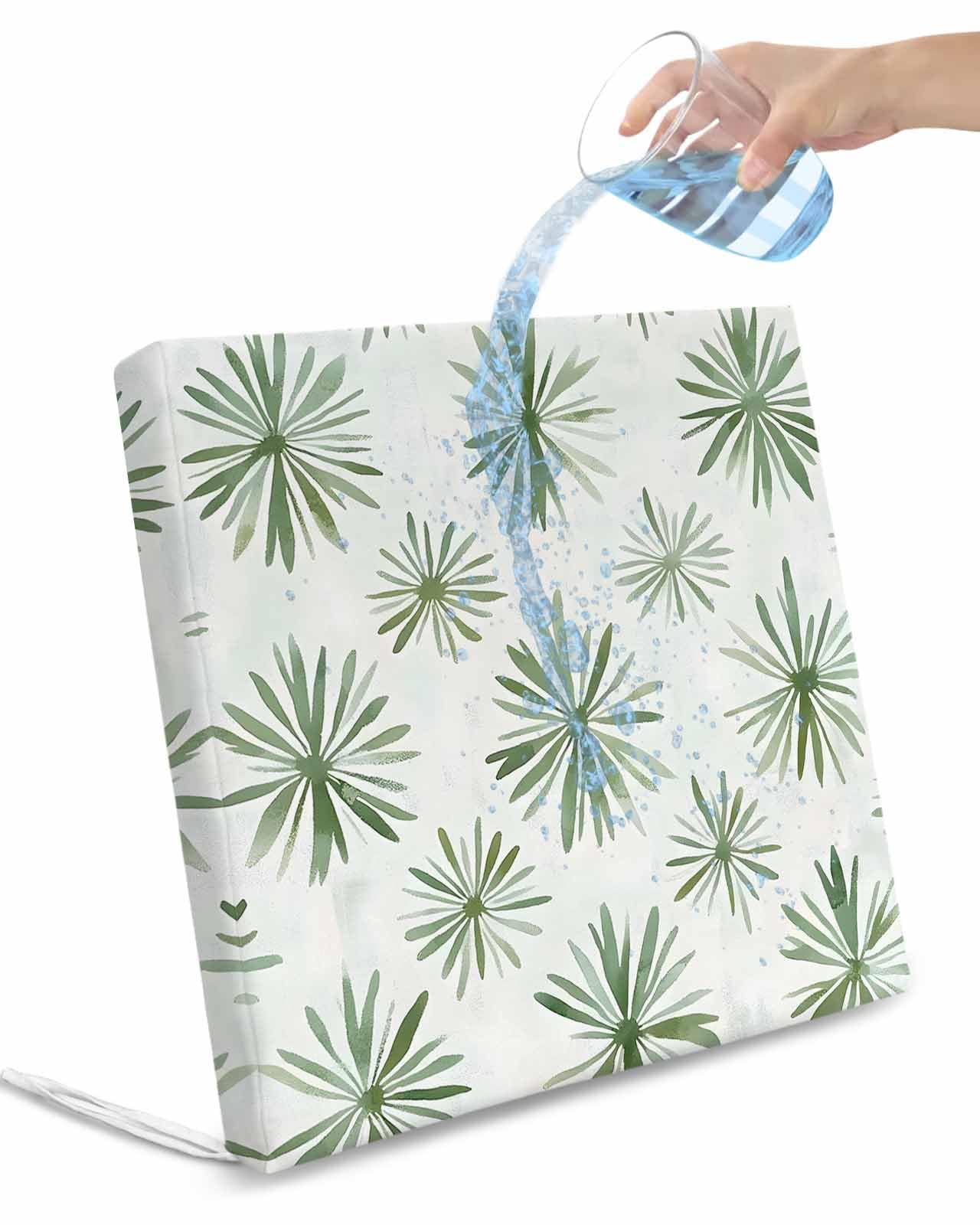 2 Pack Sage Green Geometric Waterproof Cushion Covers with Ties, Outdoor Patio Chaise Lounge Chair Seat Cushion Slip Covers Replacement(Only Cover) Watercolor Abstract Art 22