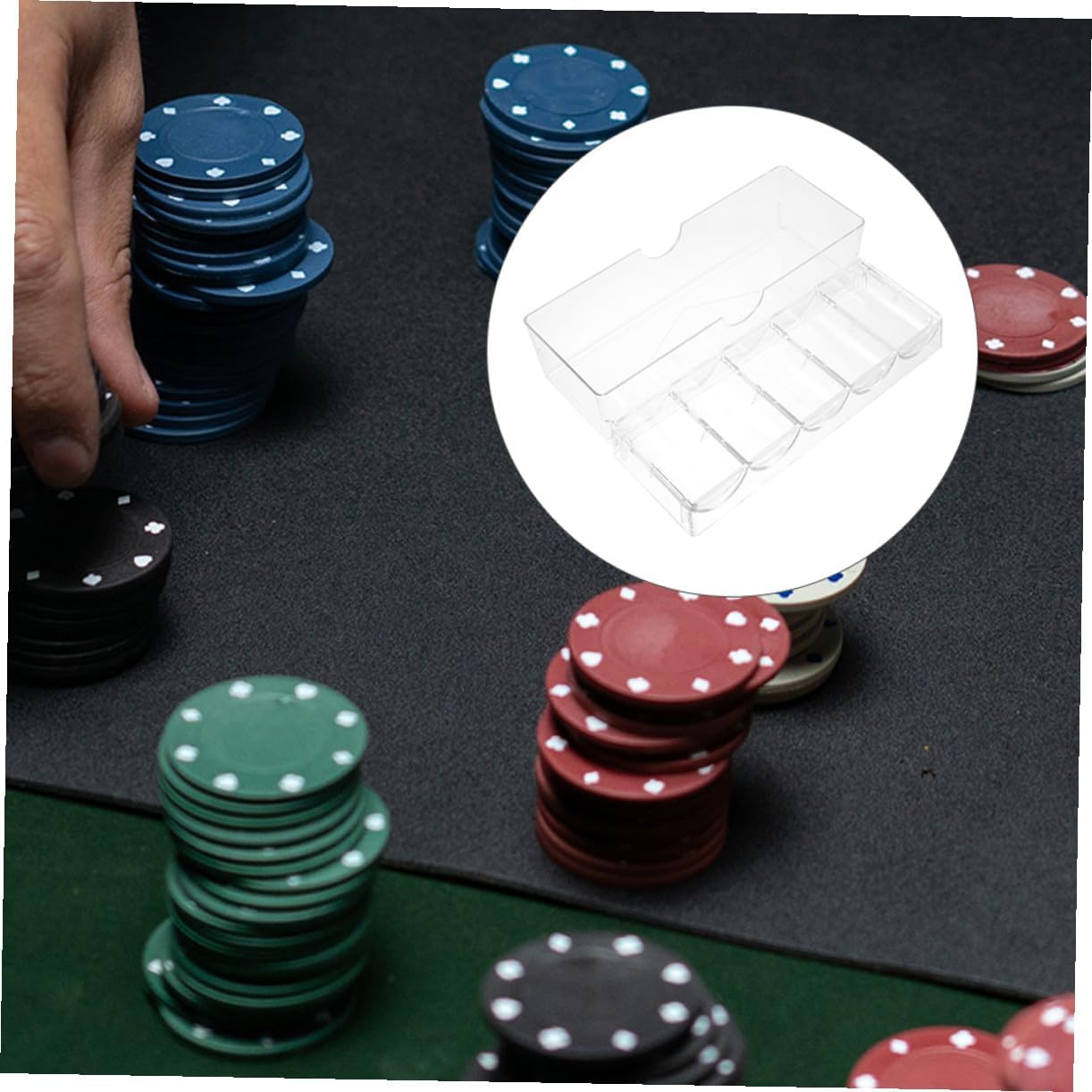 Toddmomy 2pcs Poker Chip Rack Organizer with Lids Ps Tray image 4