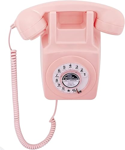 Miniatura 8 de Teléfono de pared vintage, teléfono de línea fija retro con esfera giratoria, teléfono de pared clásico con cable para montaje en pared, teléfono