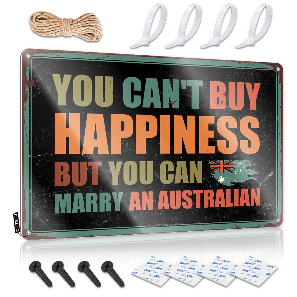 Porch Decorations Outdoor, Cool Wall Art Campers Accessory You Can't Buy Happiness But You Can Marry An Australian | Rustic Vintage Wall Art(30X40CM)