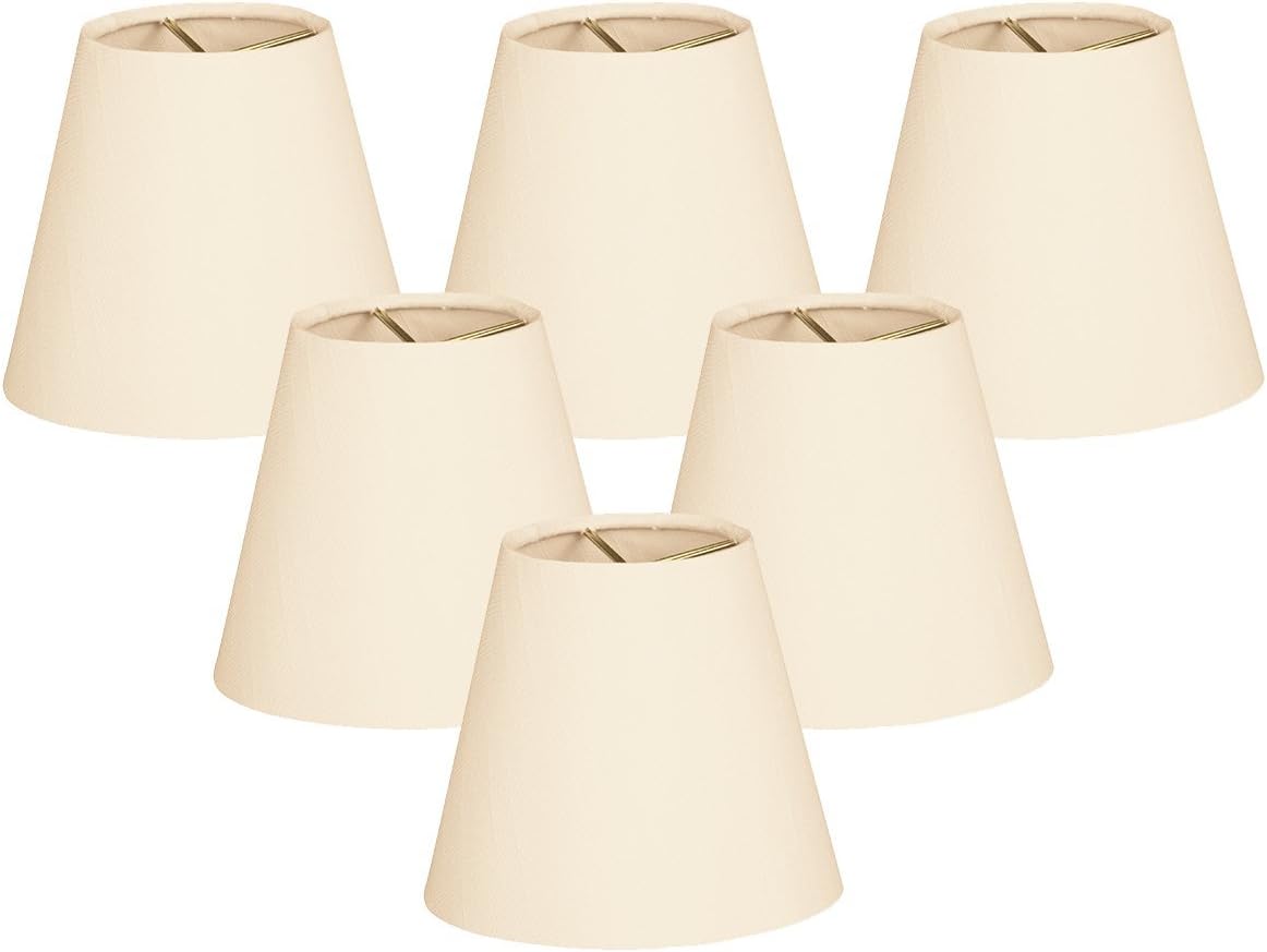 Royal Designs Round Clip On Organza Chandelier Lamp Shade, Gray, 3" x 5" x 4.5",Linen White (CS-920-5LNW)