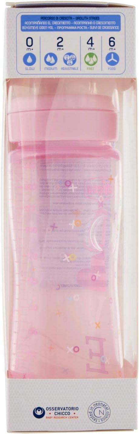 Chicco Baby Bottle Wellbeing Colored Polypropylene and Silicon Model 330ml + 4Mesi