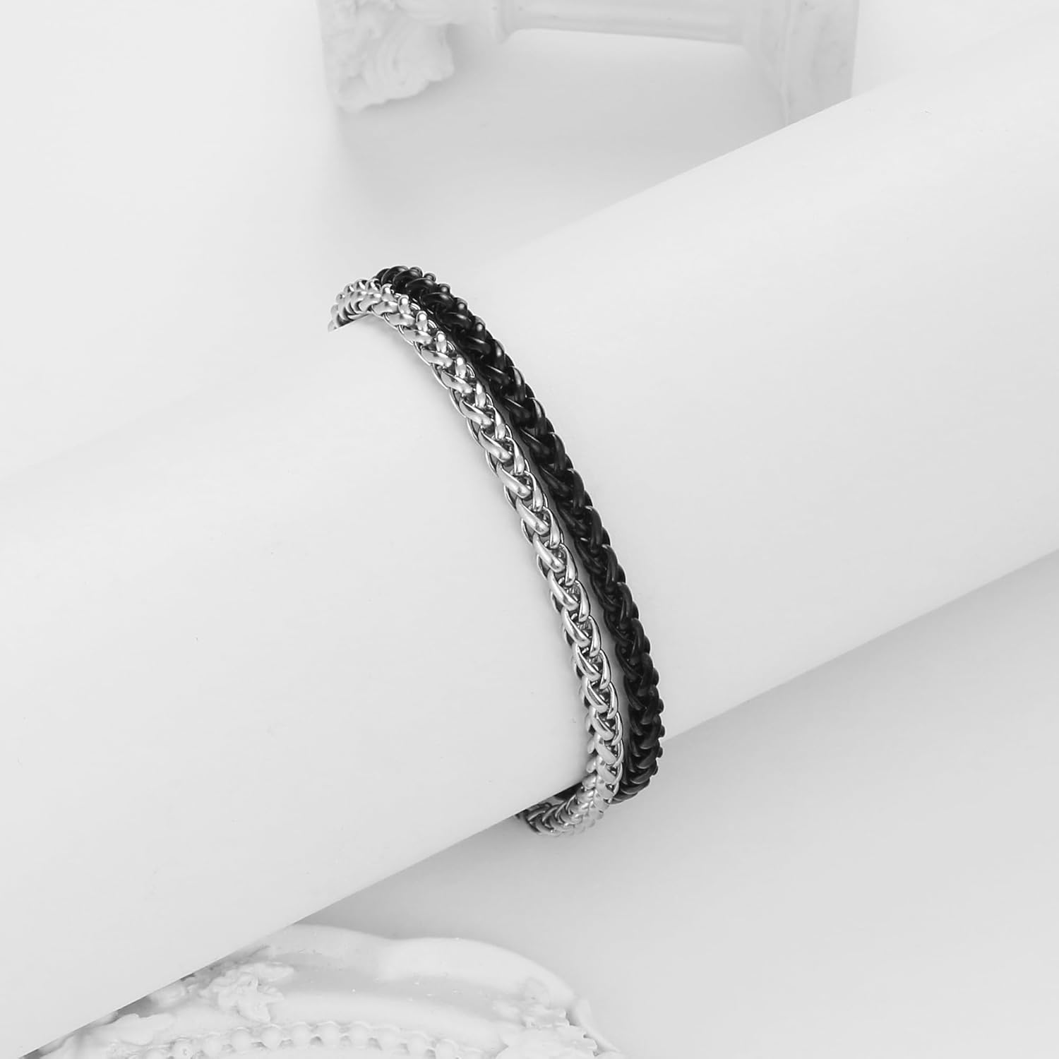 Silver and Gold Bracelet for Men, Cuban Chain Bracelet Set Water Proof Stainless Steel Bracelet for Him, Adjustable Gold Link Men Braclet as Valentines Jewelry Gifts for Boyfriend, Dad and Son - Image 6