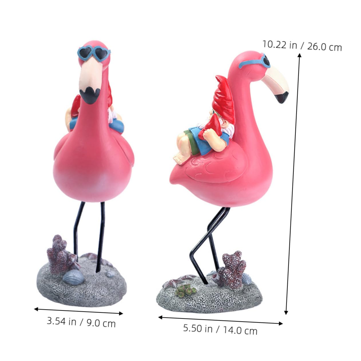 Milisten Statue de GNOME D'extérieur Allongé sur Flamant Rose en Résine