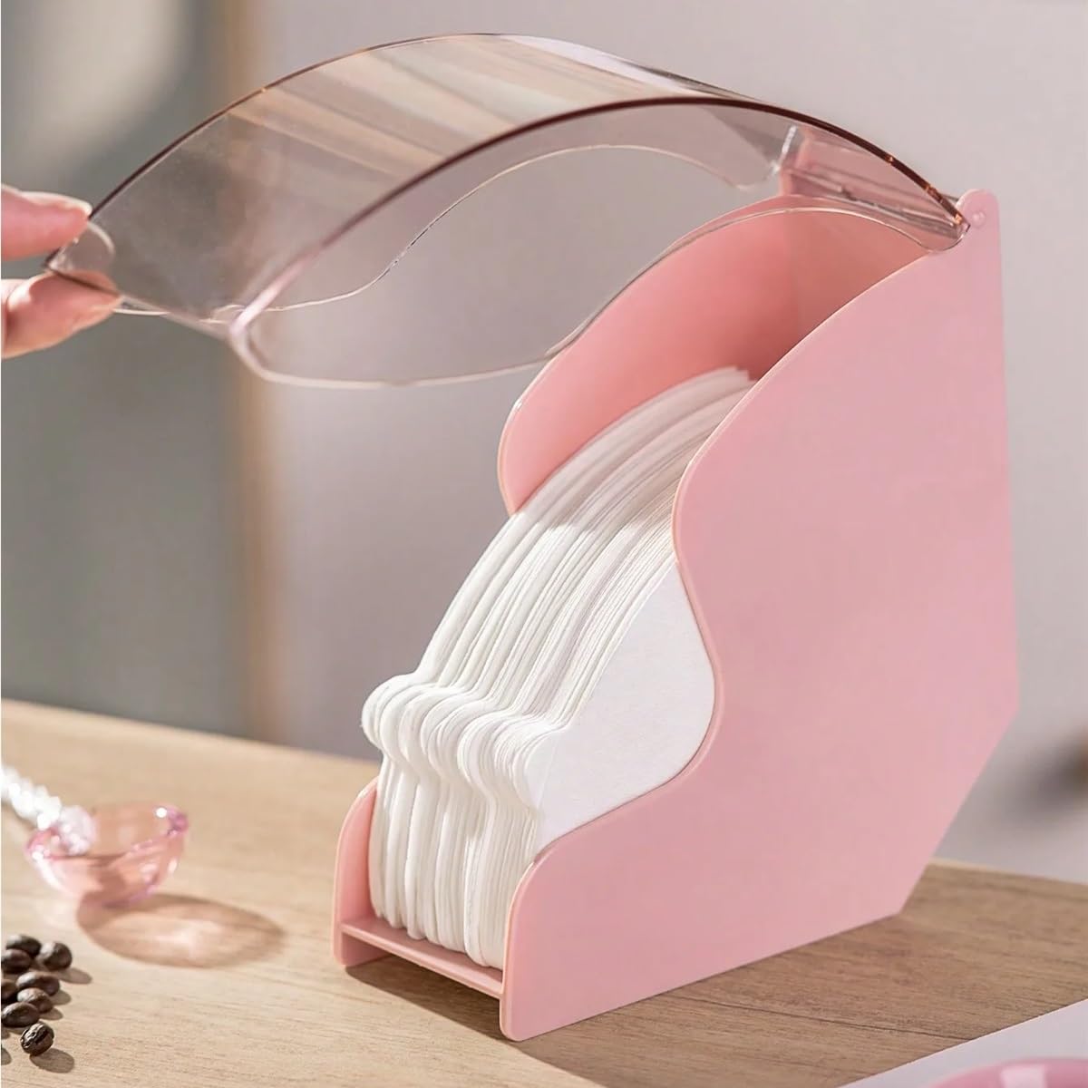 2-teiliger Kaffeefilterhalter, Kaffeefilterpapierbox mit staubdichter Abdeckung, transparentes Filterpapier-Aufbewahrungsregal aus Kunststoff Für Kaffeebar