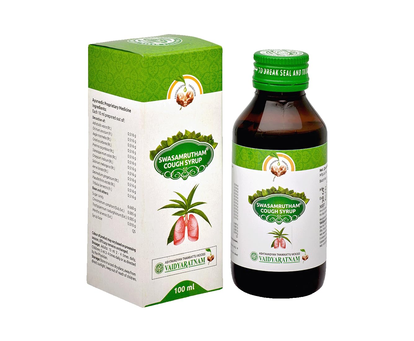 Vaidyaratnam Swasamritham - 100 ml, Ayurvedic Relief for Cough & Breathlessness | Cough Relief | Ayurvedic Medicine for Breathlessness-picture-56