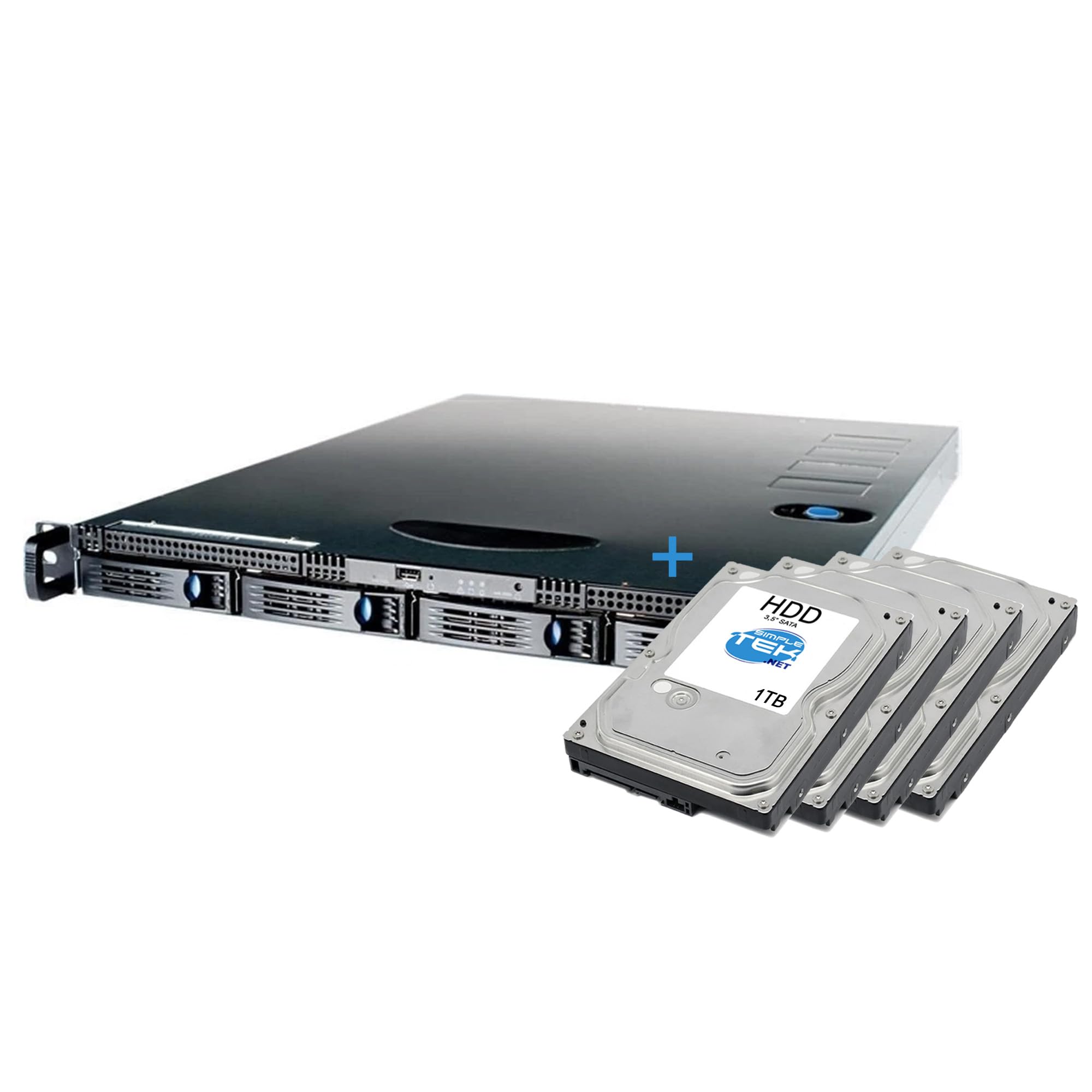 SIMPLETEK - Server Storage NAS Rackmount 1U - Inclusi 4x HDD 1TB (4TB Totali) - Architettura Server Professionale - Supporto RAID (Ricondizionato)