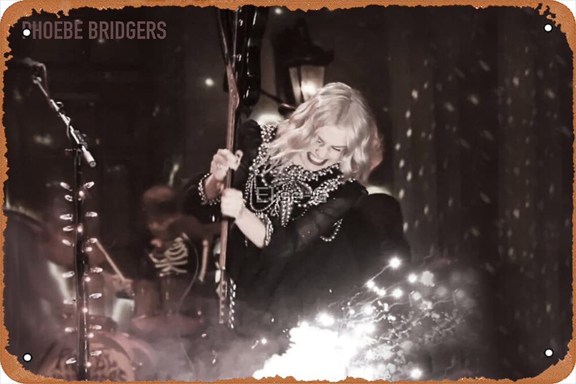 ASIOADWNA Phoebe Bridgers Poster 12x 8inch Vintage Metal Tin Sign Home Decor Garage Man Cave Wall Art
