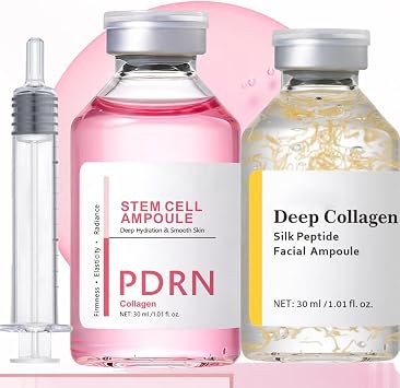 2Pcs Silk Peptide Intensive Lifting Ampoule & Pdrn Collagen Stem Cell Ampoule, Salmon Dna Pdrn Serum Ampoule, Face Moisturiser Microneedling Serum Booster For Sensitive Skin Barrier Repair